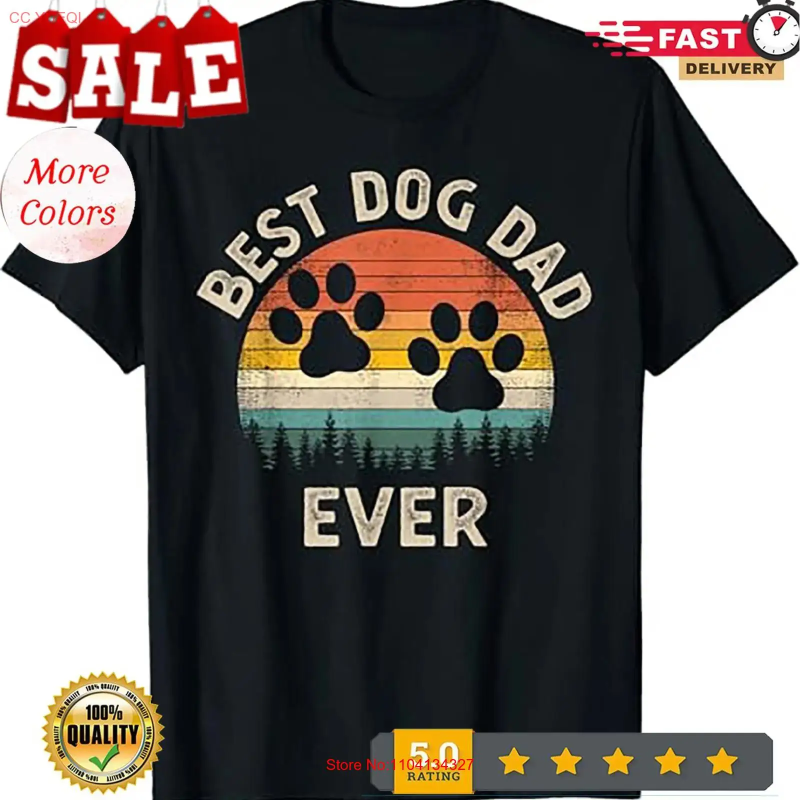 Vintage Fashion Knitwear - Best Dog Dad Ever ヴィンテージ父の日愛好家向け T