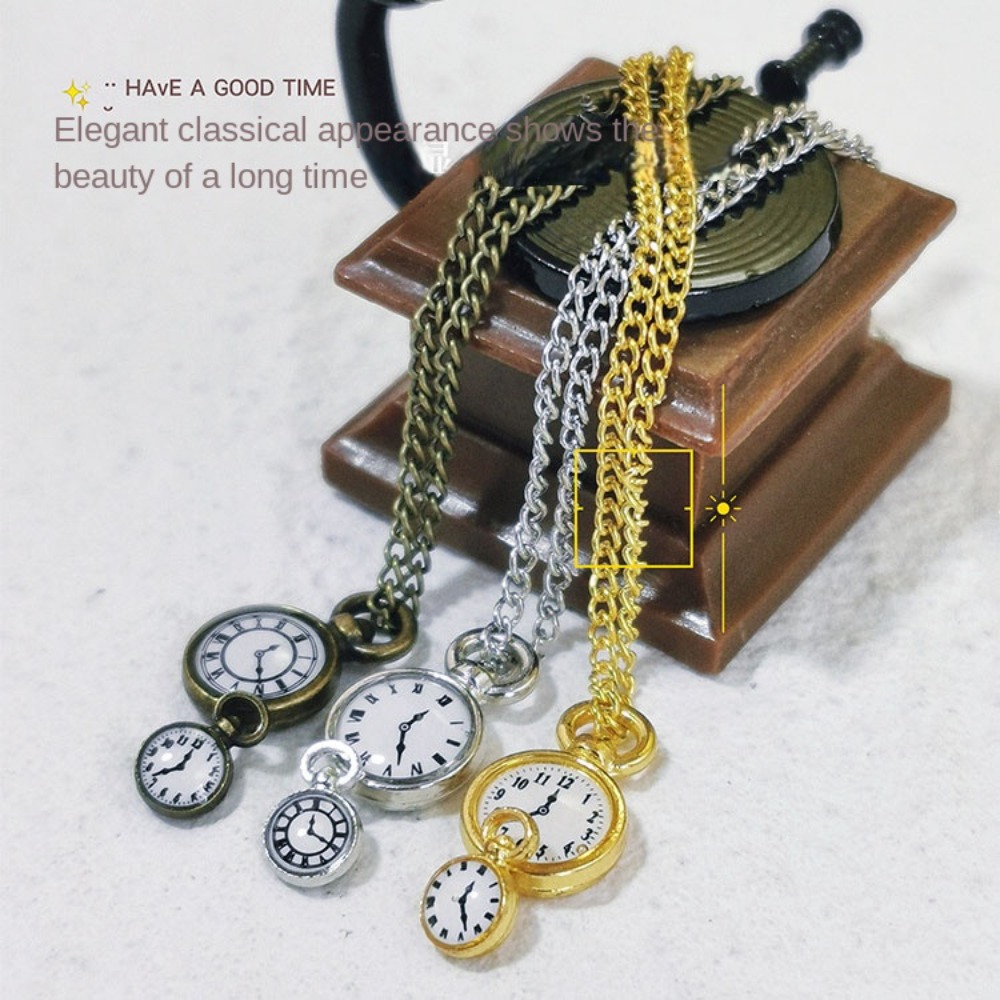 Vintage Fashion Dolls - ドールハウス、ミニドール、シミュレーション玩具、ポケットウォッチ、ob11アクセサリー用ヴィンテージネックレス時計