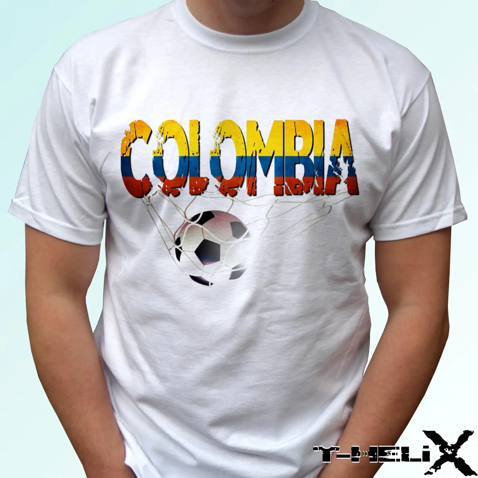 Vintage Fashion Herren - コロンビア国旗柄の白いTシャツ、メンズ、レディース、子供、幼児向け、ヴィンテージ風ウォッシュ加工、快適でおしゃれなファッション