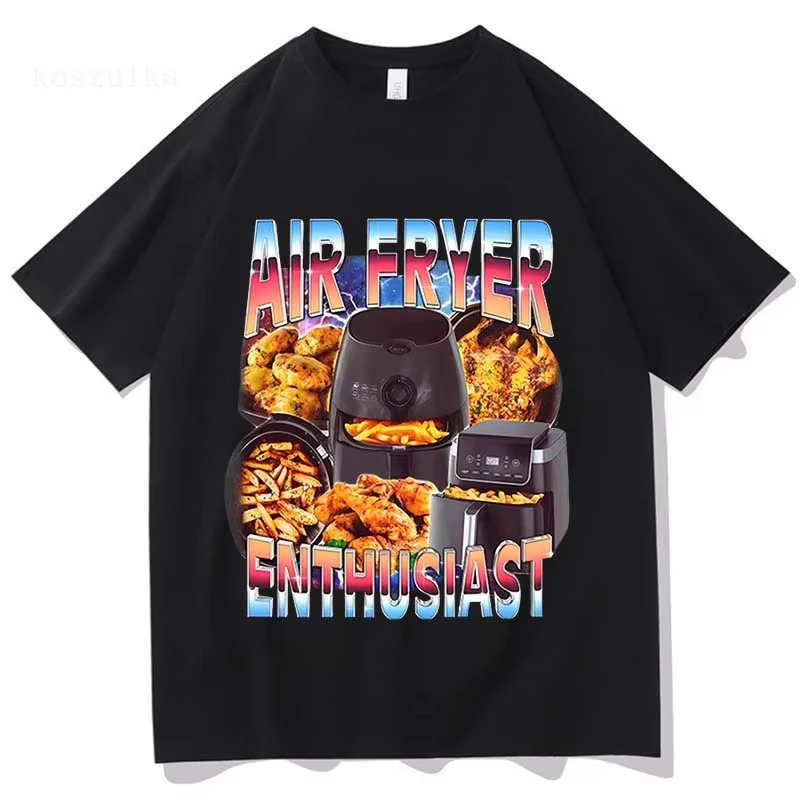 Vintage Fashion Enthusiasts - エアフライヤー愛好家面白い料理ミーム Tシャツ女性ファッションヴィンテージ半袖 Tシャツカジュアル Tシャツストリートウェア