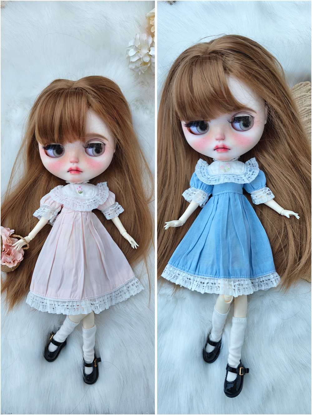Vintage Fashion Dolls - ブライスドール服 ヴィンテージ風 マルチカラー ハンドメイドドレス ブライスドールアクセサリー 28-30cm