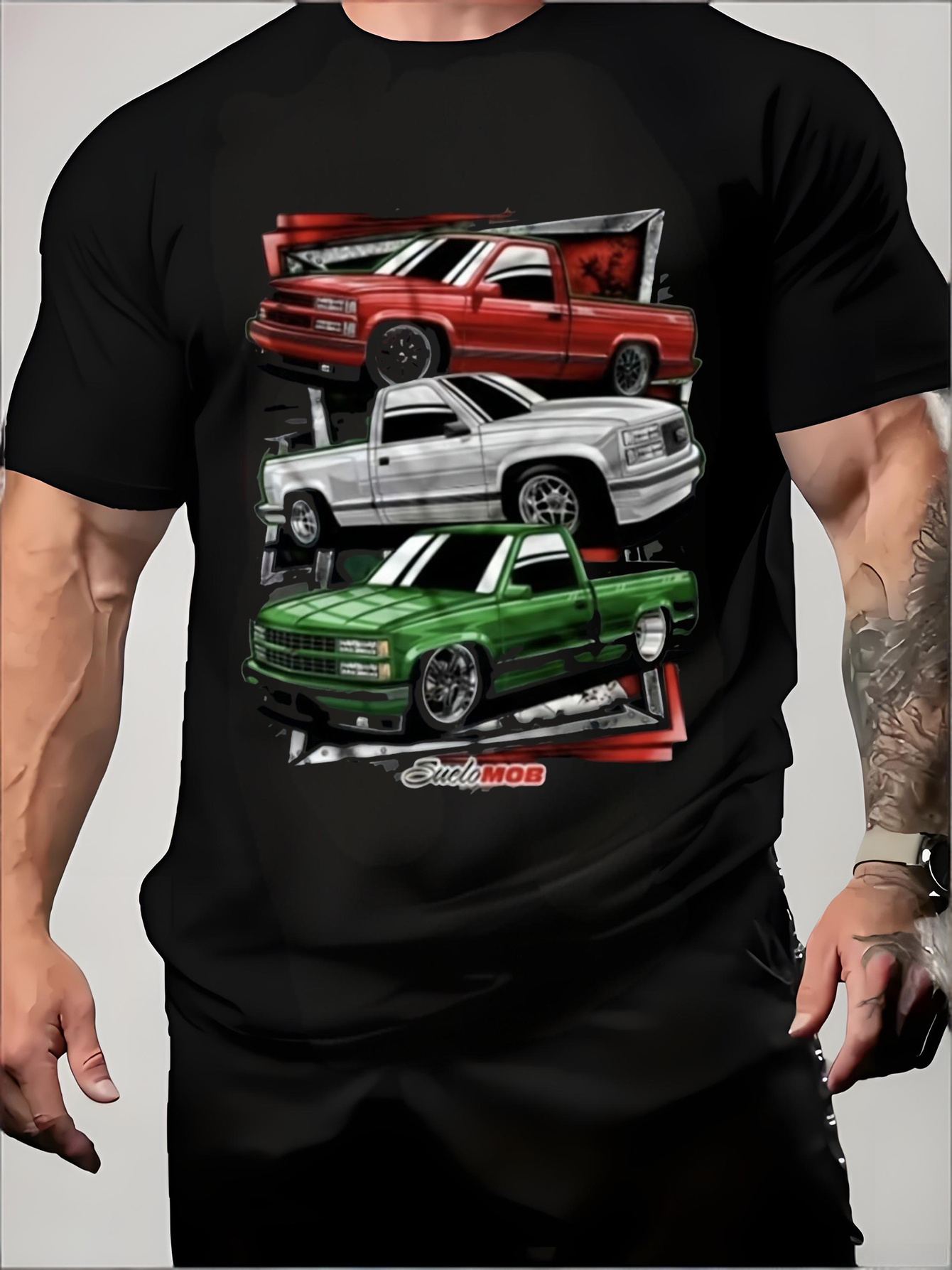 Vintage Fashion Enthusiasts - ユニセックス ヴィンテージ アメリカン ピックアップトラック柄 Tシャツ クラシックカー愛好家向け衣料品。