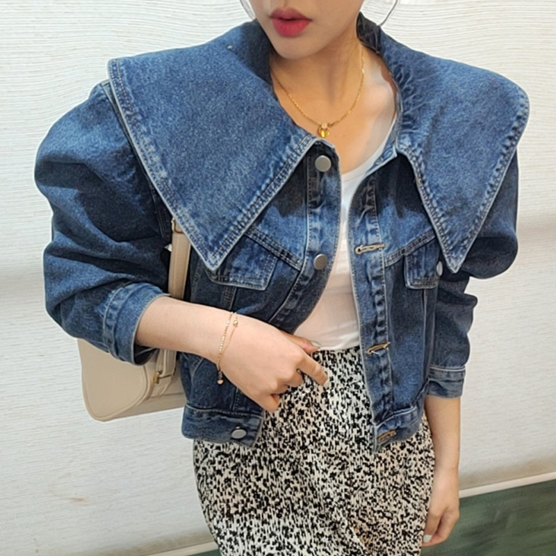 Vintage Fashion Dolls - シックな夏のヴィンテージアンチエイジングドールカラールーズカジュアル多用途長袖ショートデニムジャケットレディーストップファッショナブル多用途