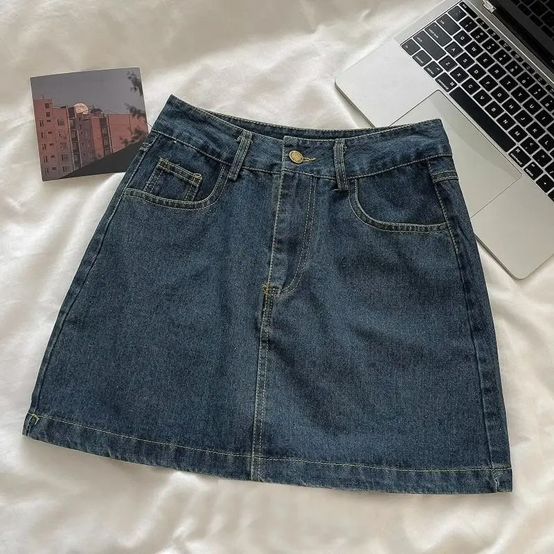 Vintage Fashion - Y2Kデニムスカートセット：ヴィンテージ風和柄ボタンジャケット＆キュートなミニスカート、ツーピーススーツ
