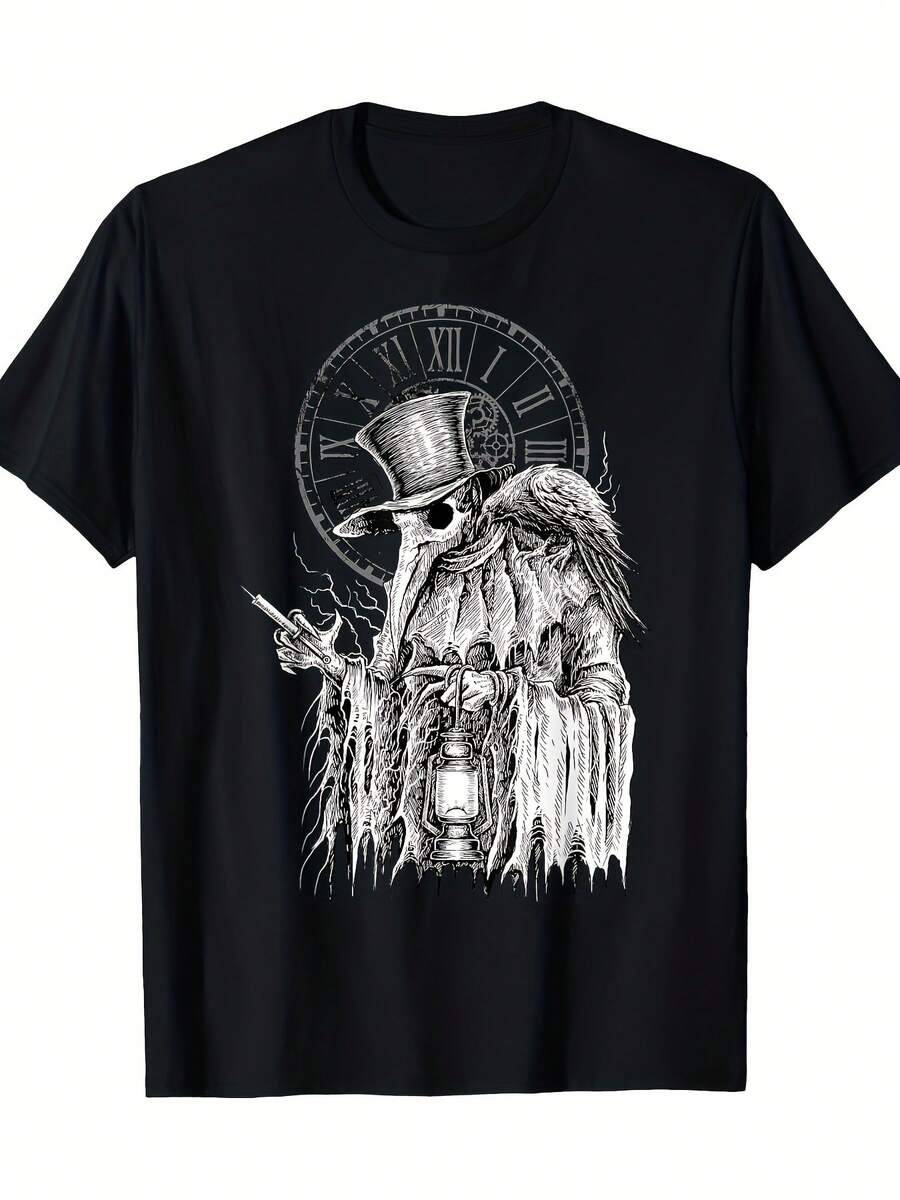 Vintage Fashion Enthusiasts - ヴィンテージグラフィッククルーネック、ノベルティプリント、数量限定、ゴシック愛好家向けTシャツ、綿100%、トレンディY2K半袖Tシャツ、ソフトな肌触り
