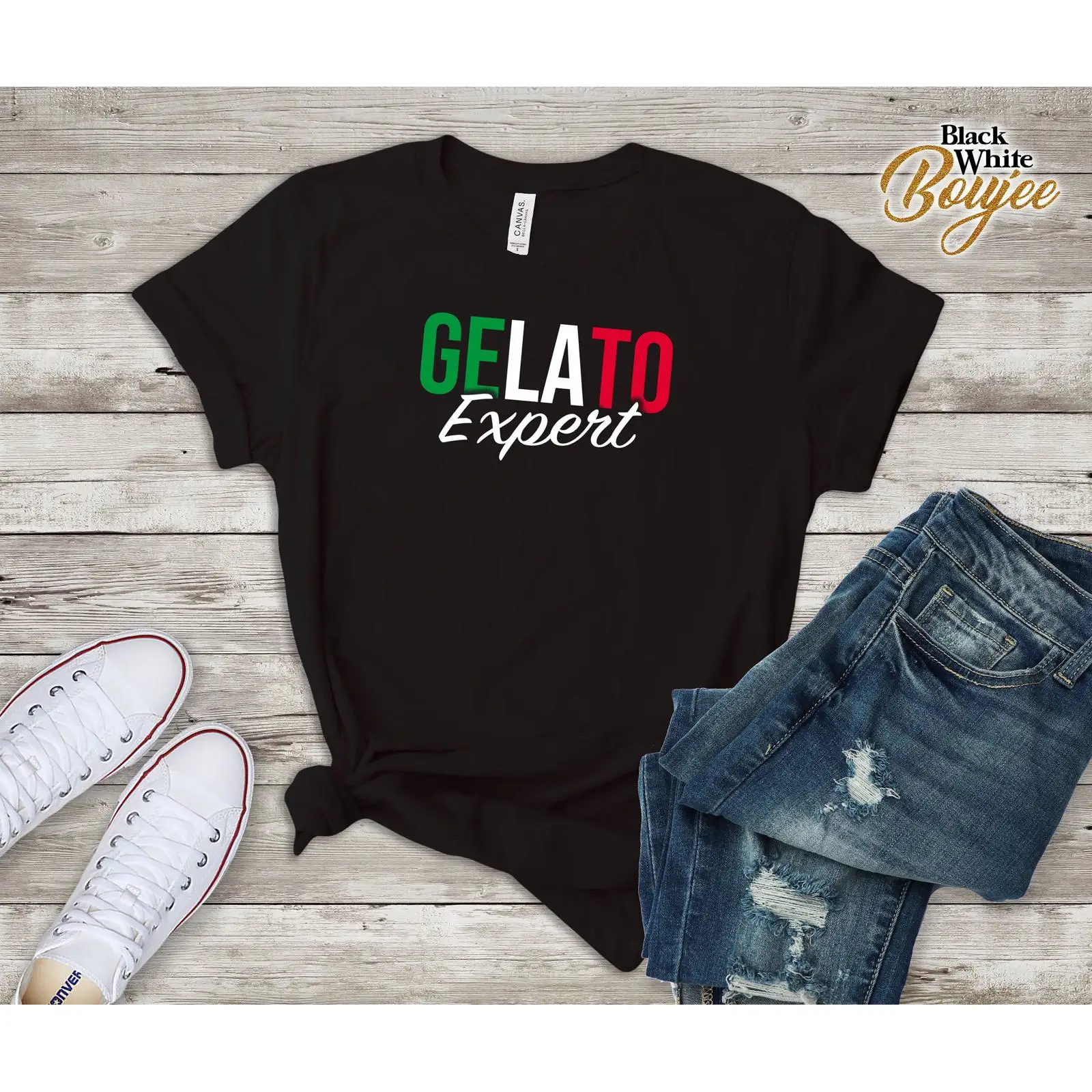 Vintage Fashion Expert - ジェラートアイスクリームエキスパートTシャツイタリア国旗愛好家旅行ヴィンテージウォッシュドファッショントップス普段着ストリートウェア快適