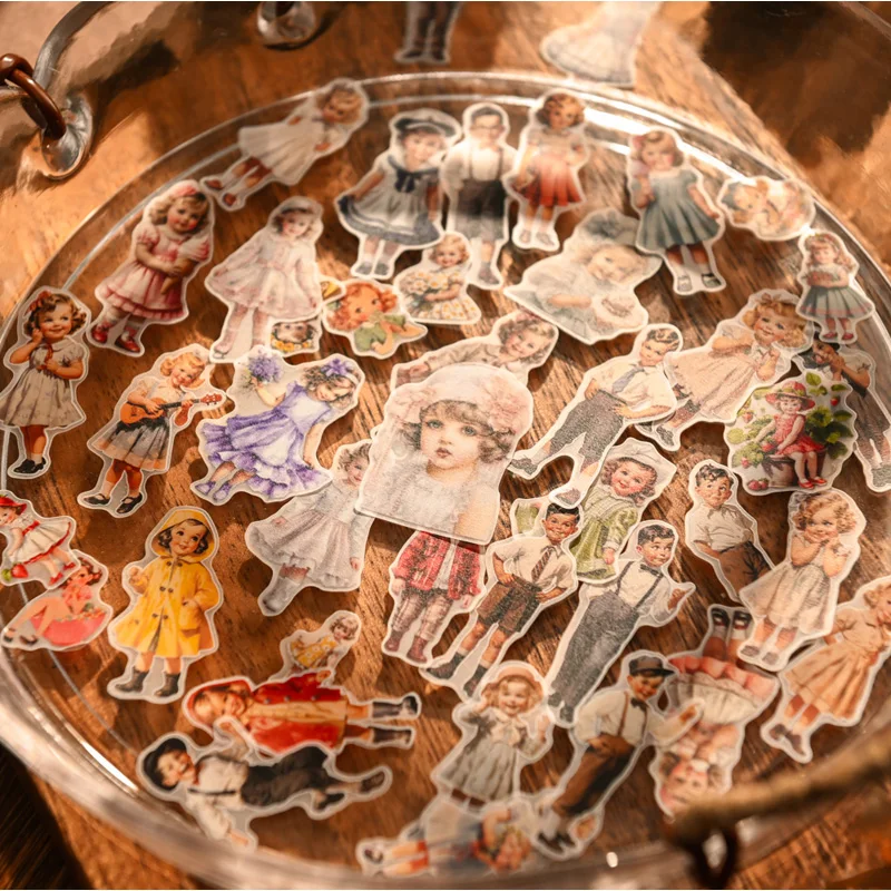 Vintage Fashion Dolls - 50 個ヴィンテージキッズペーパードールステッカージャンクジャーナルエフェメラ装飾ファッションステッカー美的アルバムスクラップブッキング素材