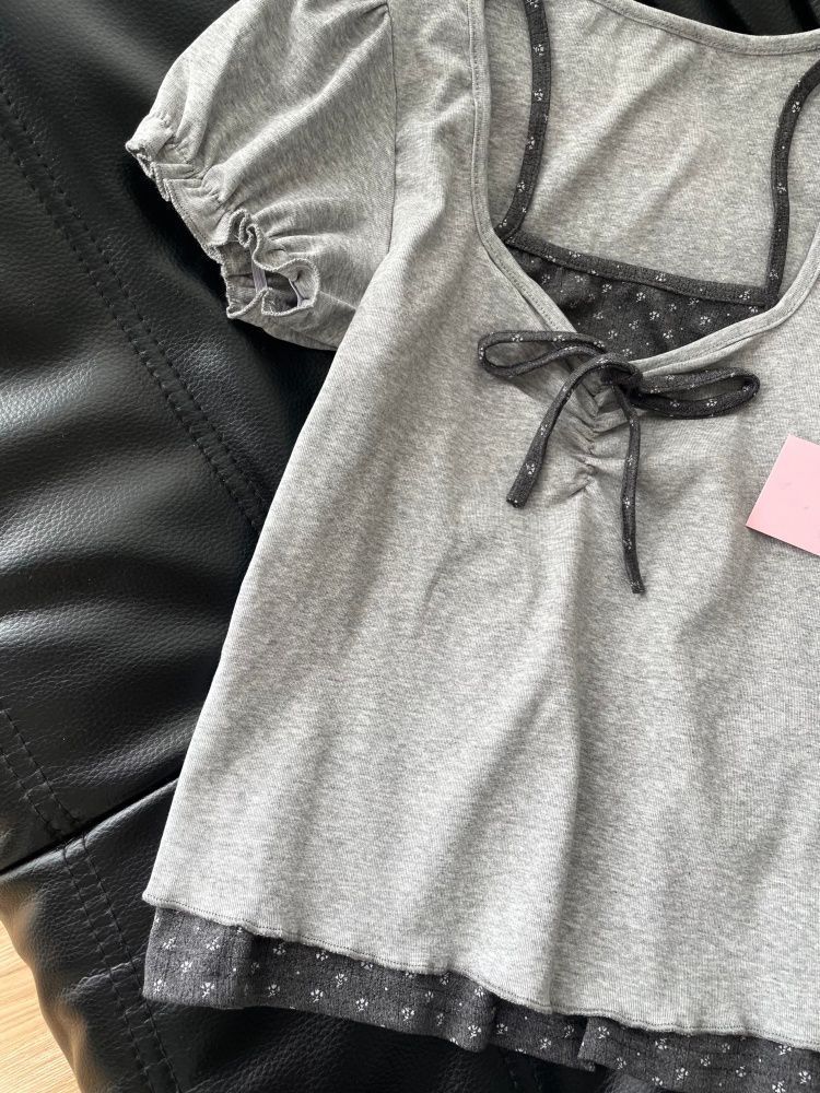 韓国ファッション パフスリーブ エステティック クロップトッ - Vintage Fashion Korea のレビューと価格
