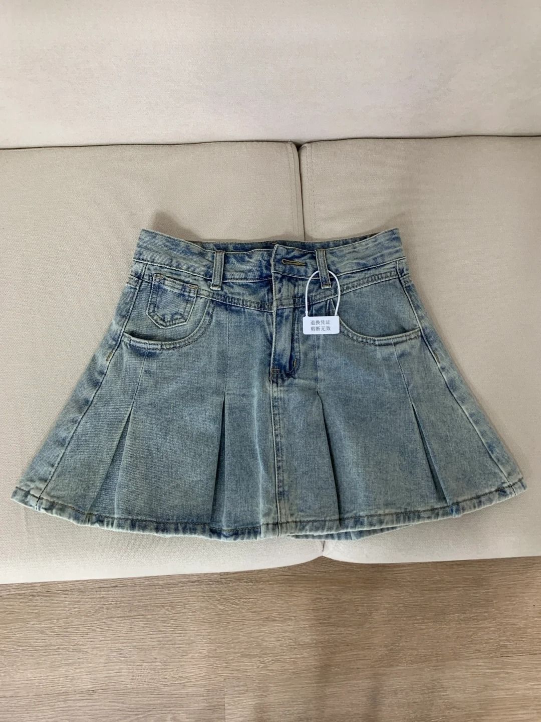 レディースハイウエストデニムプリーツスカートヴィンテージウォ - Vintage Fashion Jeans のレビューと価格