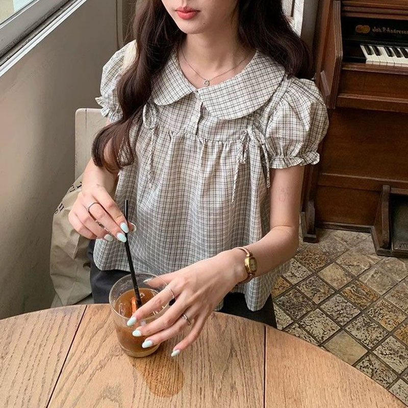 女性服プレッピースタイルドールカラー韓国シャツヴィンテージチ - Vintage Fashion Dolls のレビューと価格