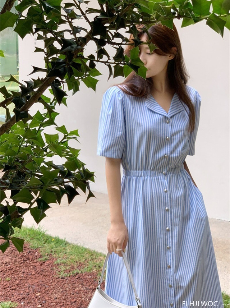 コットンリネンフェミニン Vestidos シックな韓国ファ - Vintage Fashion Korea のレビューと価格