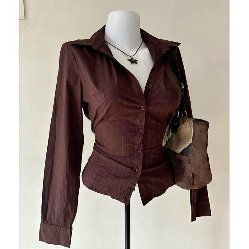 2025 夏の新レトロクラシックシャツ女性韓国ファッション長 - Vintage Fashion Korea のレビューと価格