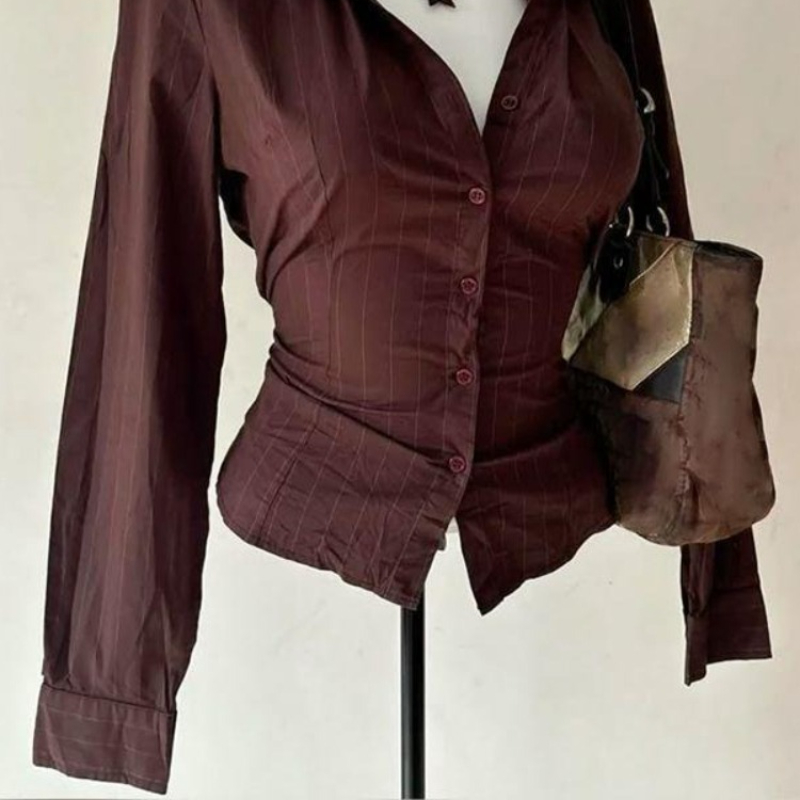 2025 夏の新レトロクラシックシャツ女性韓国ファッション長 - Vintage Fashion Korea のレビューと価格