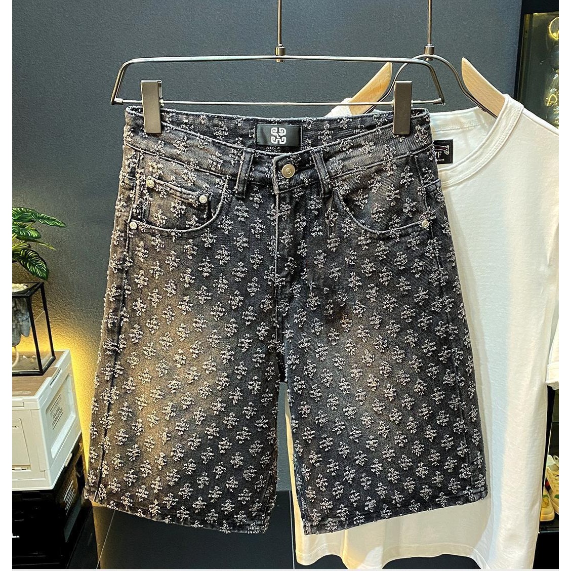 夏のハイストリートデニムショーツ メンズカジュアルジーンズシ - Vintage Fashion Jeans のレビューと価格