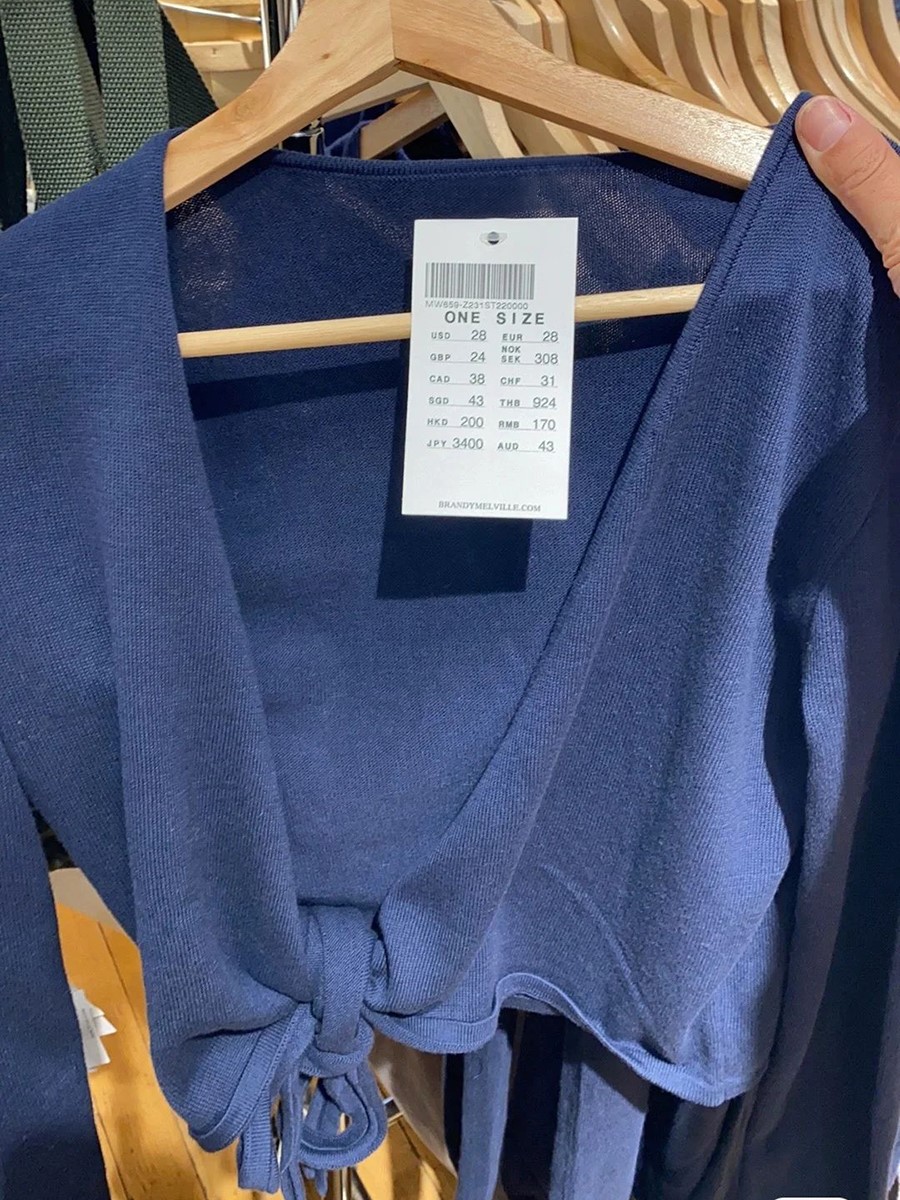 ネイビーレースアップニット長袖Tシャツカーディガン レディー - Crop Cardigan Vintage のレビューと価格