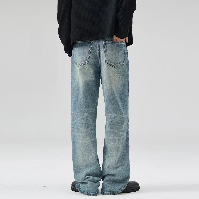 メンズ秋ヴィンテージジーンズファッションストレートだぶだぶの - Vintage Fashion Korea のレビューと価格