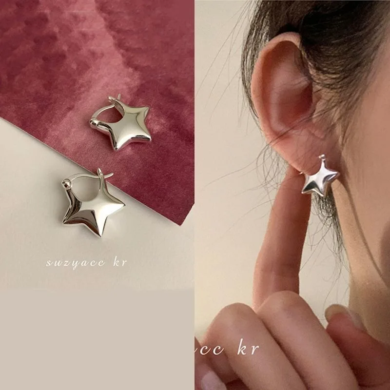 女性のための古典的な五芒星のイヤリング,ステンレス鋼の星,流 - Vintage Fashion Korea のレビューと価格