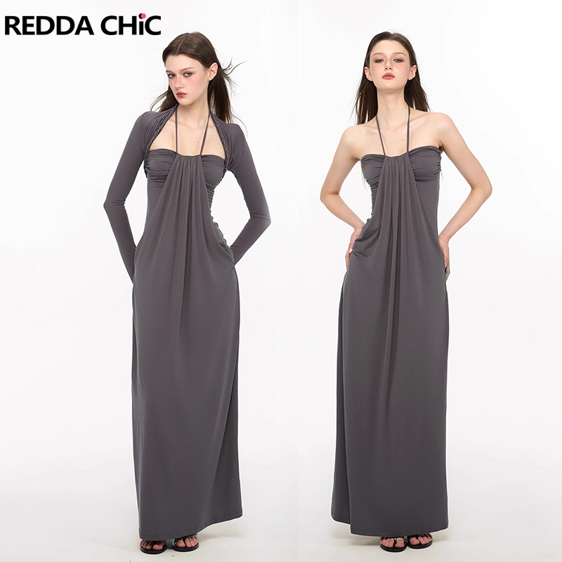 REDDACHiC エレガントな編み込みショールドレスセット - Crop Cardigan Vintage のレビューと価格