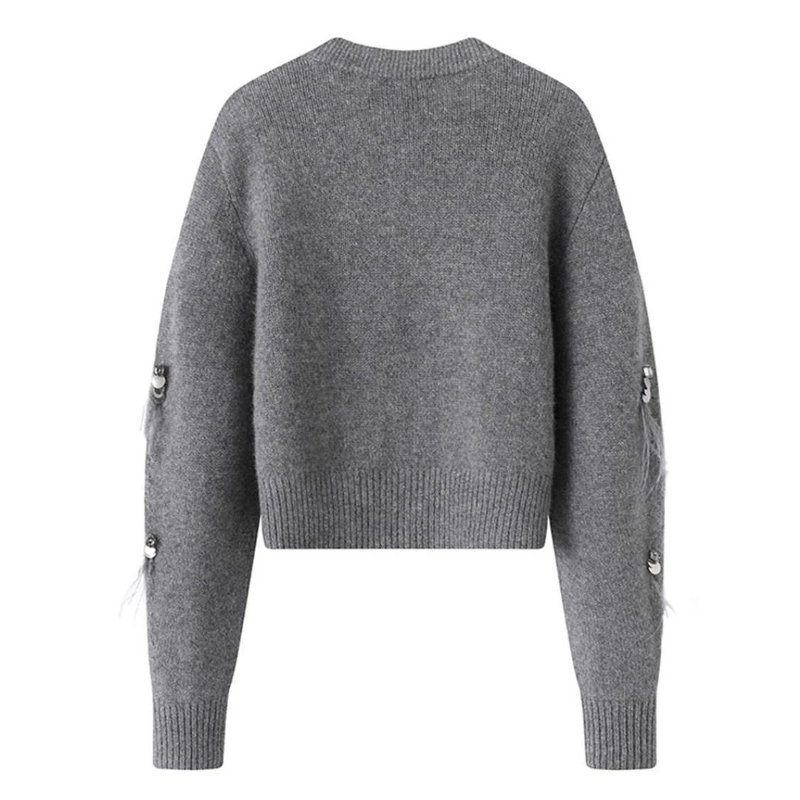 秋冬コートハイエンドニットセーターブラックグレーニットカーデ - Crop Cardigan Vintage のレビューと価格