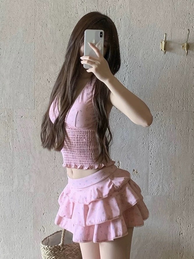夏の女性の服痩身タンキニ水着女性控えめなスカート付きビキニセ - Vintage Fashion のレビューと価格