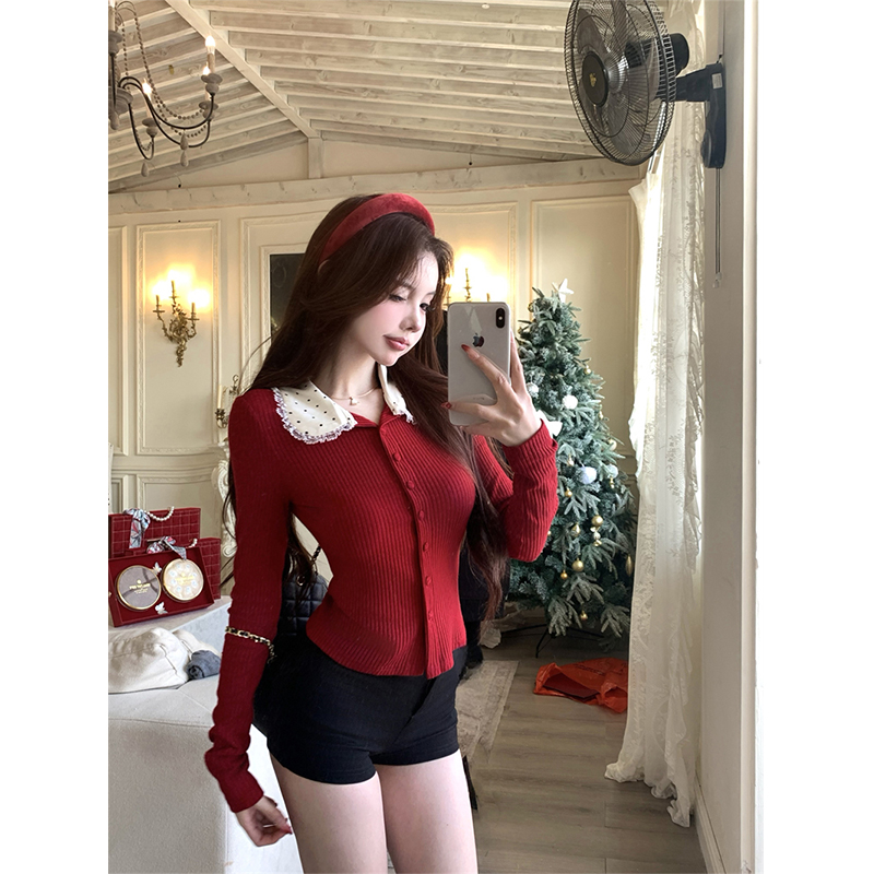 MEXZT ヴィンテージレッドニットカーディガン女性クリスマ - Crop Cardigan Vintage のレビューと価格