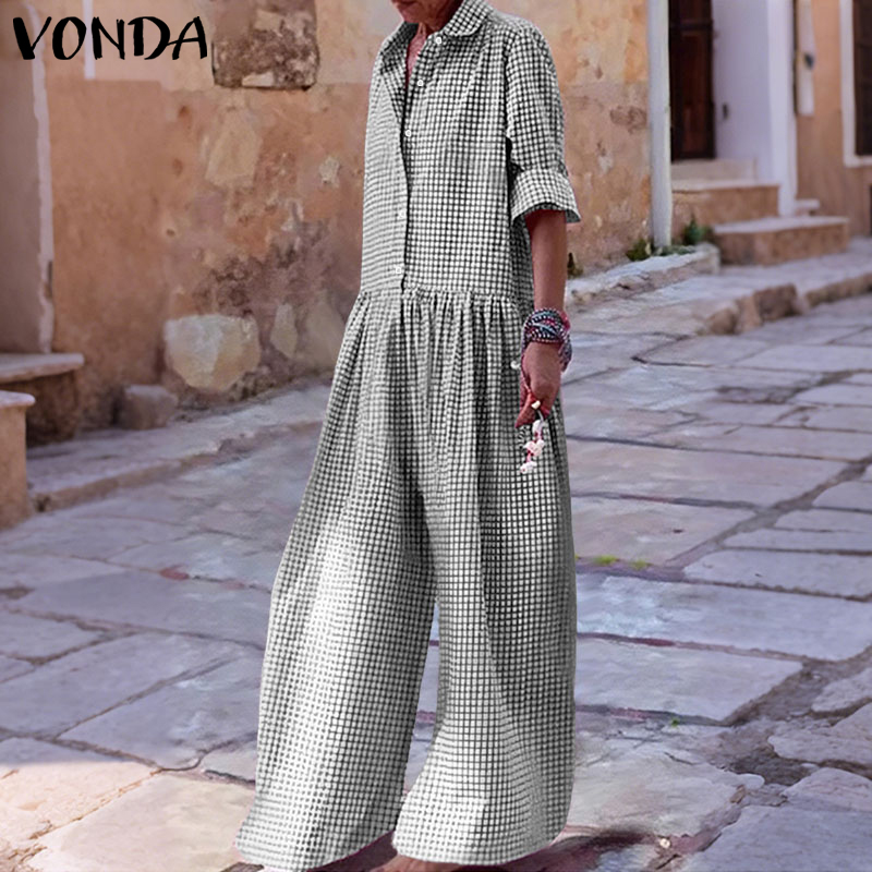 プラスサイズ 5XL VONDA ヴィンテージジャンプスーツ - Vintage Fashion Plus Size のレビューと価格