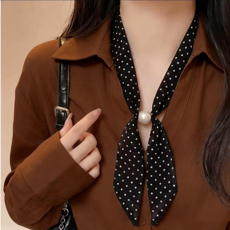 ヴィンテージポルカドットシフォンビーズスカーフ女性用軽量シー - Vintage Fashion Knitwear のレビューと価格