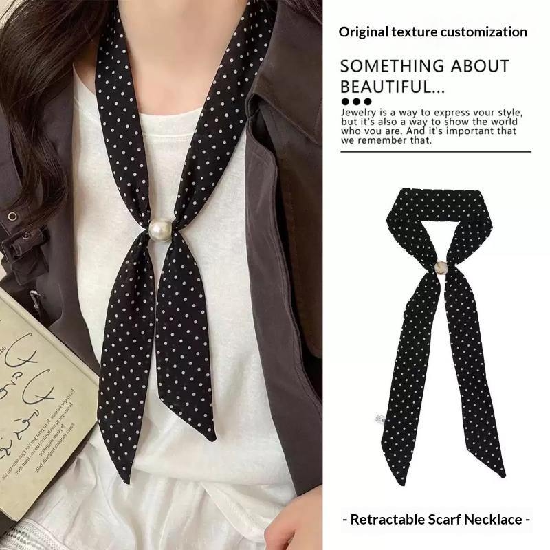 ヴィンテージポルカドットシフォンビーズスカーフ女性用軽量シー - Vintage Fashion Knitwear のレビューと価格