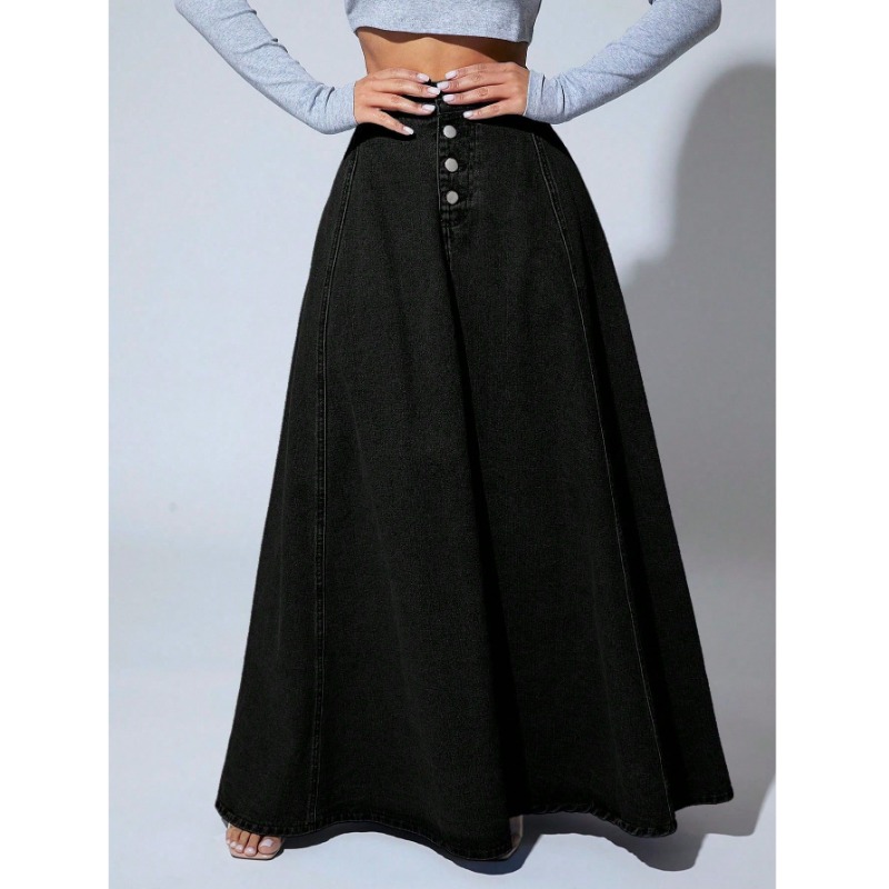 プラスサイズ レディース ブラックデニム ロングスカート ハ - Vintage Fashion Plus Size のレビューと価格