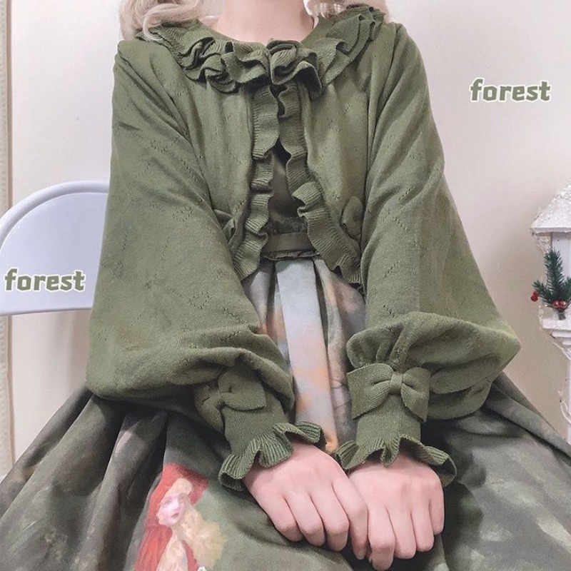 日本のロリータハートカットアウトニットカーディガン、日焼け防 - Crop Cardigan Vintage のレビューと価格