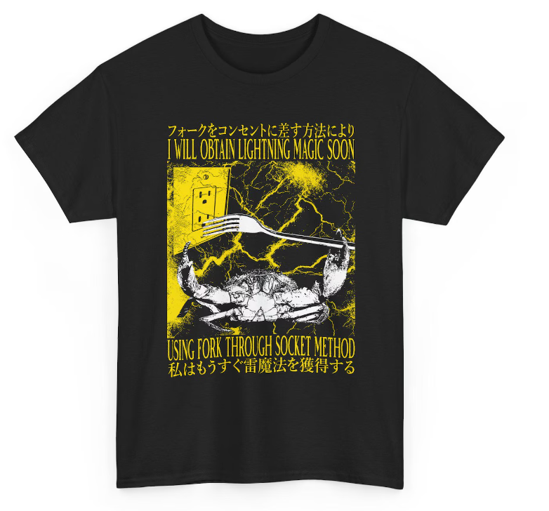 私はすぐに雷魔法を習得します 面白いヴィンテージ日本風カニT - Vintage Fashion Enthusiasts のレビューと価格