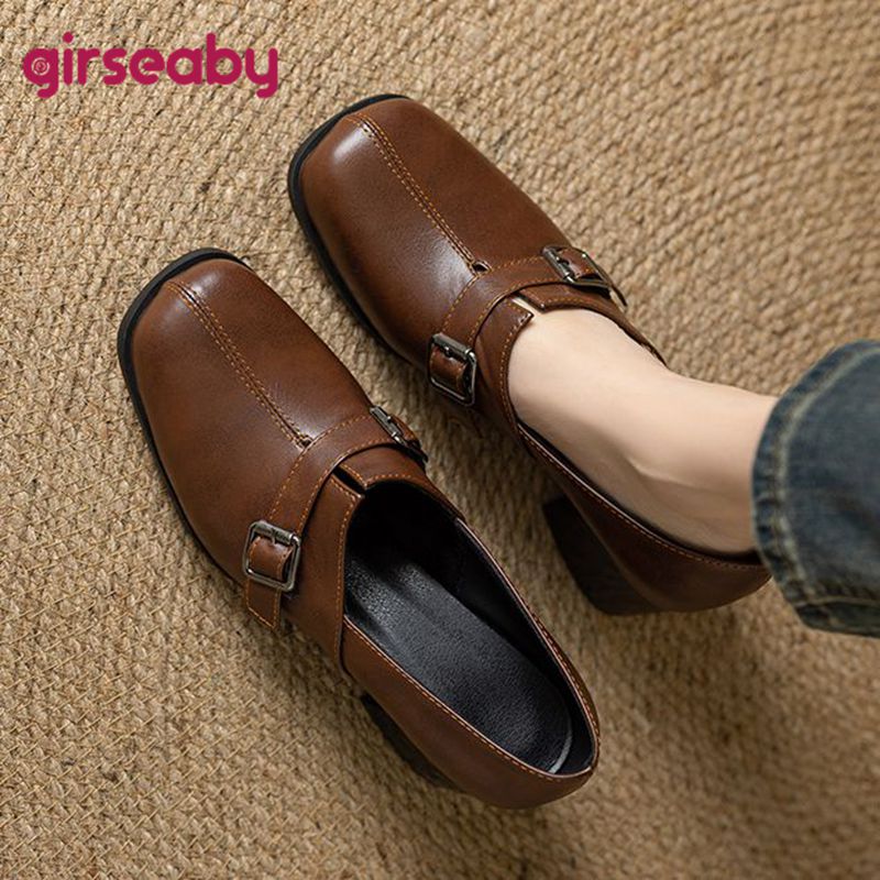 Girseaby ヴィンテージ女性パンプススクエアトゥブロッ - Vintage Fashion Plus Size のレビューと価格